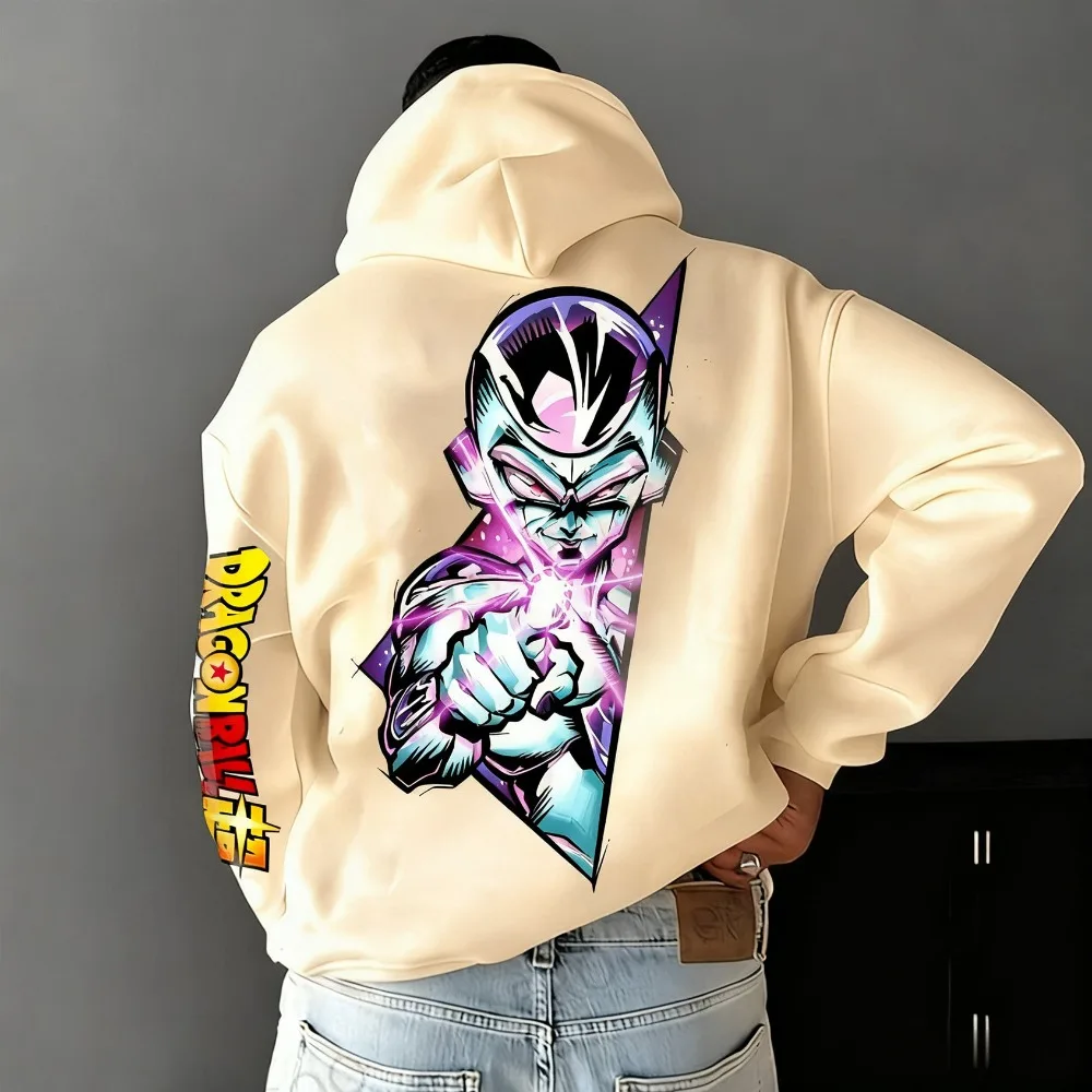 Dragon Ball Frisa Suéter de tamanho grande casal americano com capuz outono inverno masculino e feminino jaqueta solta versátil para pais e filhos