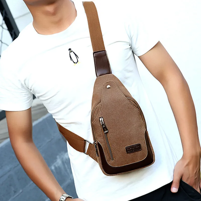 High Quality Outdoor Men Chest Bag Vintage Canvas Crossbody Bag For Man Casual Shoulder Bag Large Capacity Sling Bag