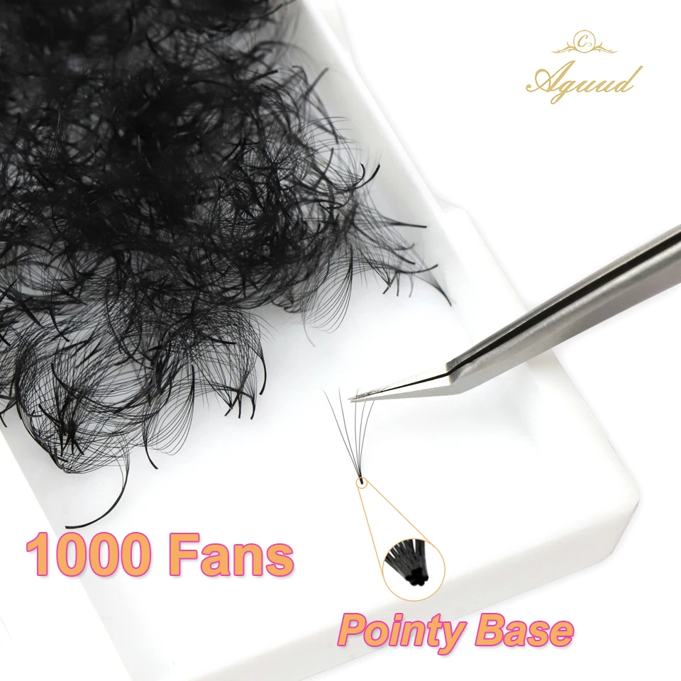 

AGUUD 1000 Fans Sharp Stem Premade Fans Loose Fans Lash Medium Stem Slim Thin Pointy Base Promade Volume Fans Eyelash Extensions