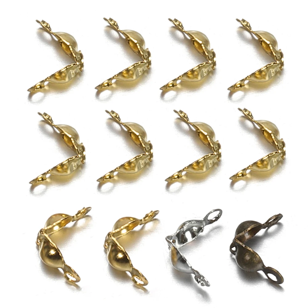 200pcs 4x7mm DIY Ball Chain Clasp End Crimps Calotte Connectors Beads Fastener Accessories for Jewelry Making Components