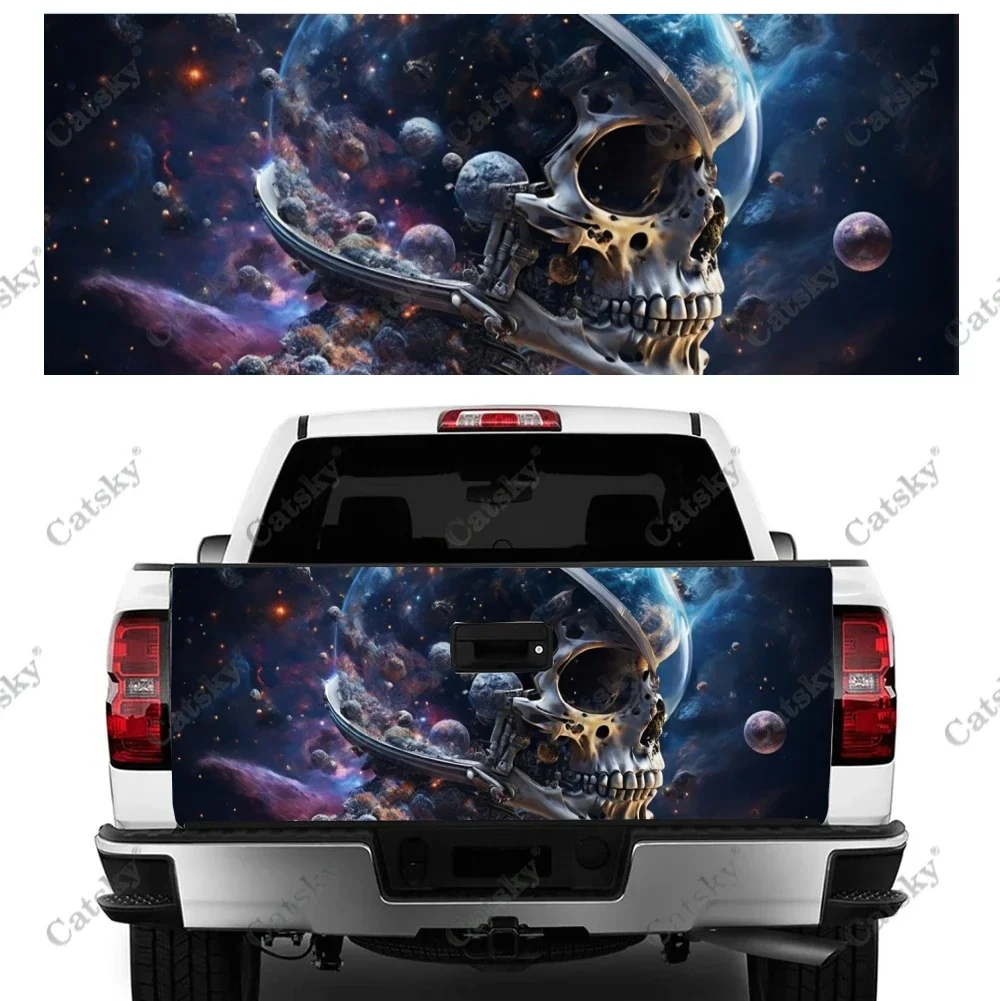 Abstract Creepy Skull Truck Tailgate Wrap Professional Grade Material Universal Fit for Full Size Trucks Weatherproof