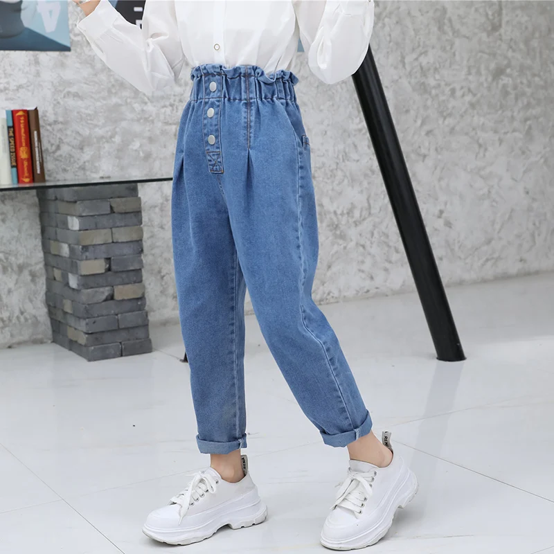 Girls Jeans With Button Kids Jeans For Girls High Waisted Jeans Children Casual Style Pants Children\'s Clothing Spring Autumn