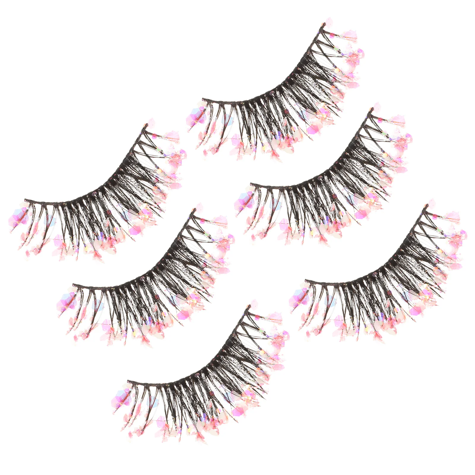 3Pairs Night Glow Fake Eyelashes Glitter Light Comfortable False Lash Extensions for Wedding Birthday Makeup Accessories