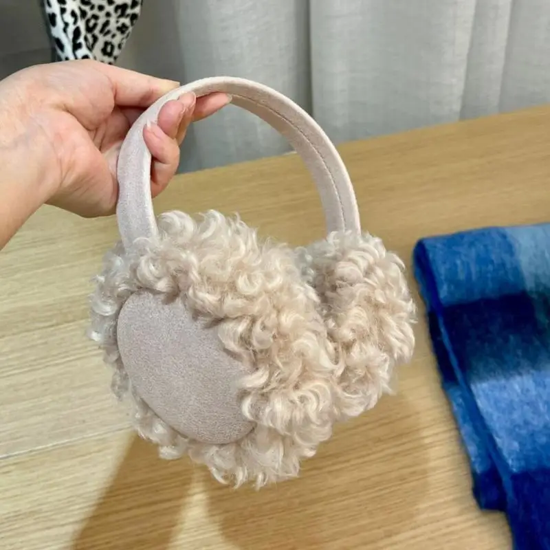 

1 шт., осенние и зимние теплые наушники для женщин, уличные велосипедные утолщенные морозостойкие наушники, замшевые завитые плюшевые наушники, зимние