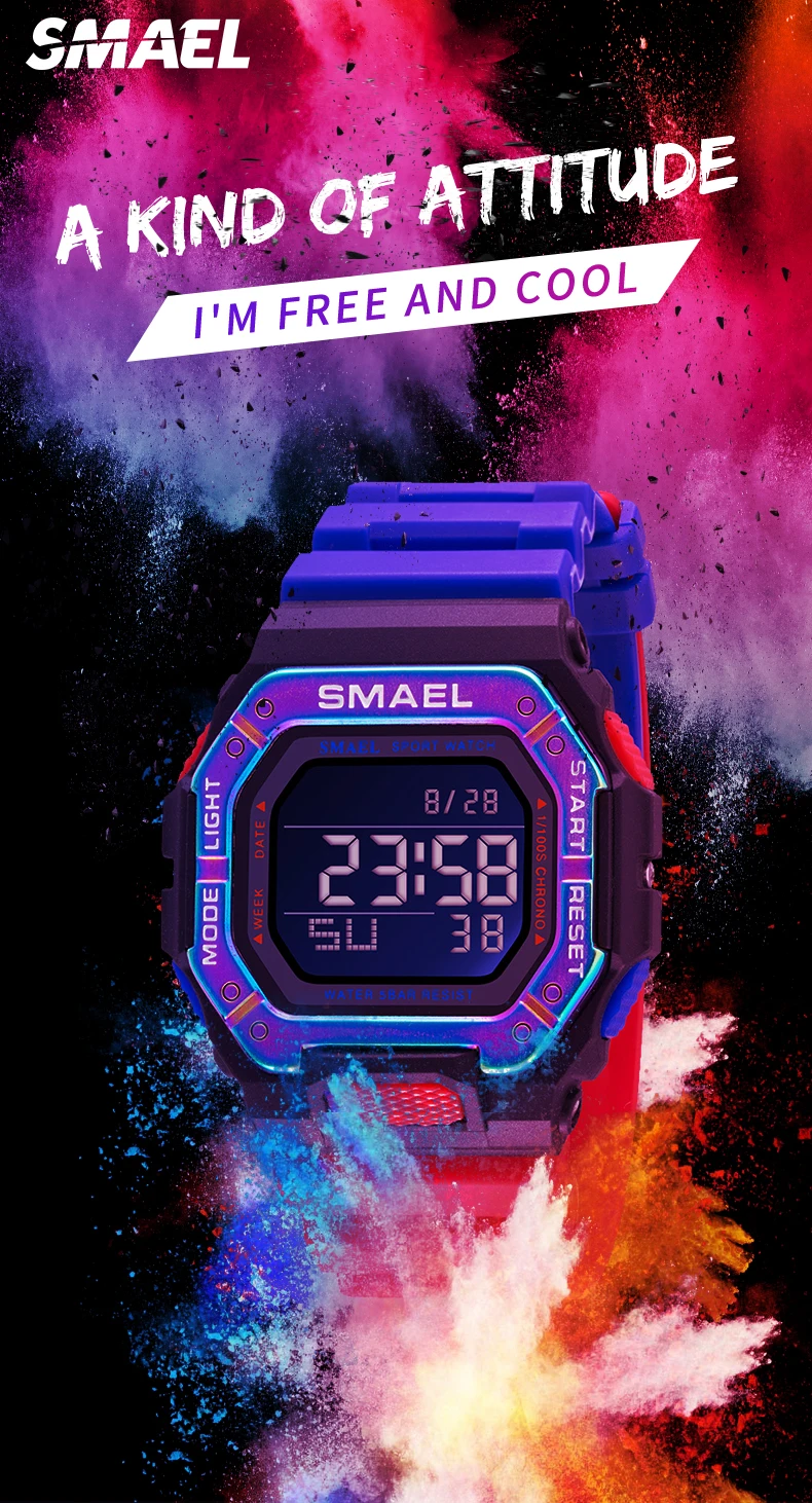 SMAEL 8059 Men's Digital Sport Watch - 50M Waterproof LED Backlight Alarm Chronograph Stopwatch Shock Resistant view 2