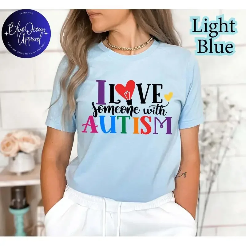 I Love Someone With Autism T Shirt Awareness Puzzle Piece Pride Neurodiversity And Acceptance