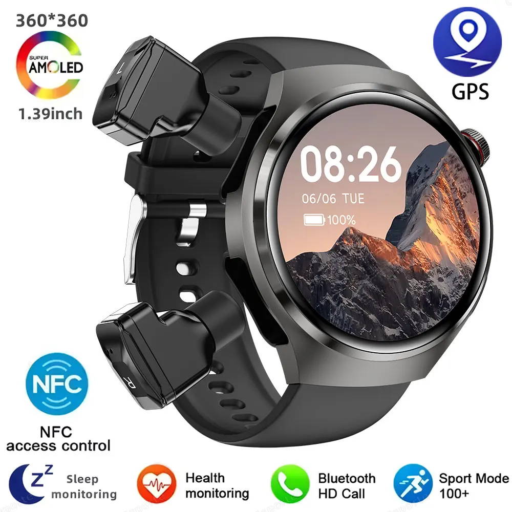 New For Huawei Style Smart Watch with TWS Bluetooth Earphones Amoled Heart Rate 100+ Sports Modes Watches NFC GPS Smartwatch