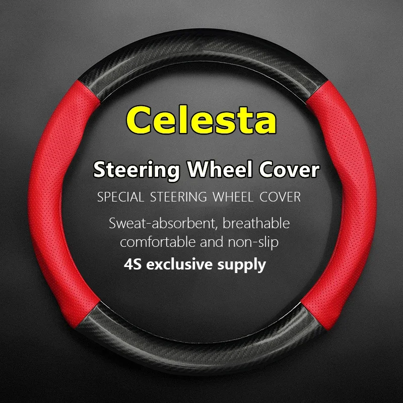 No Smell Thin For Hyundai Celesta Steering Wheel Cover Genuine Leather Carbon Fiber 2016 2017 2018