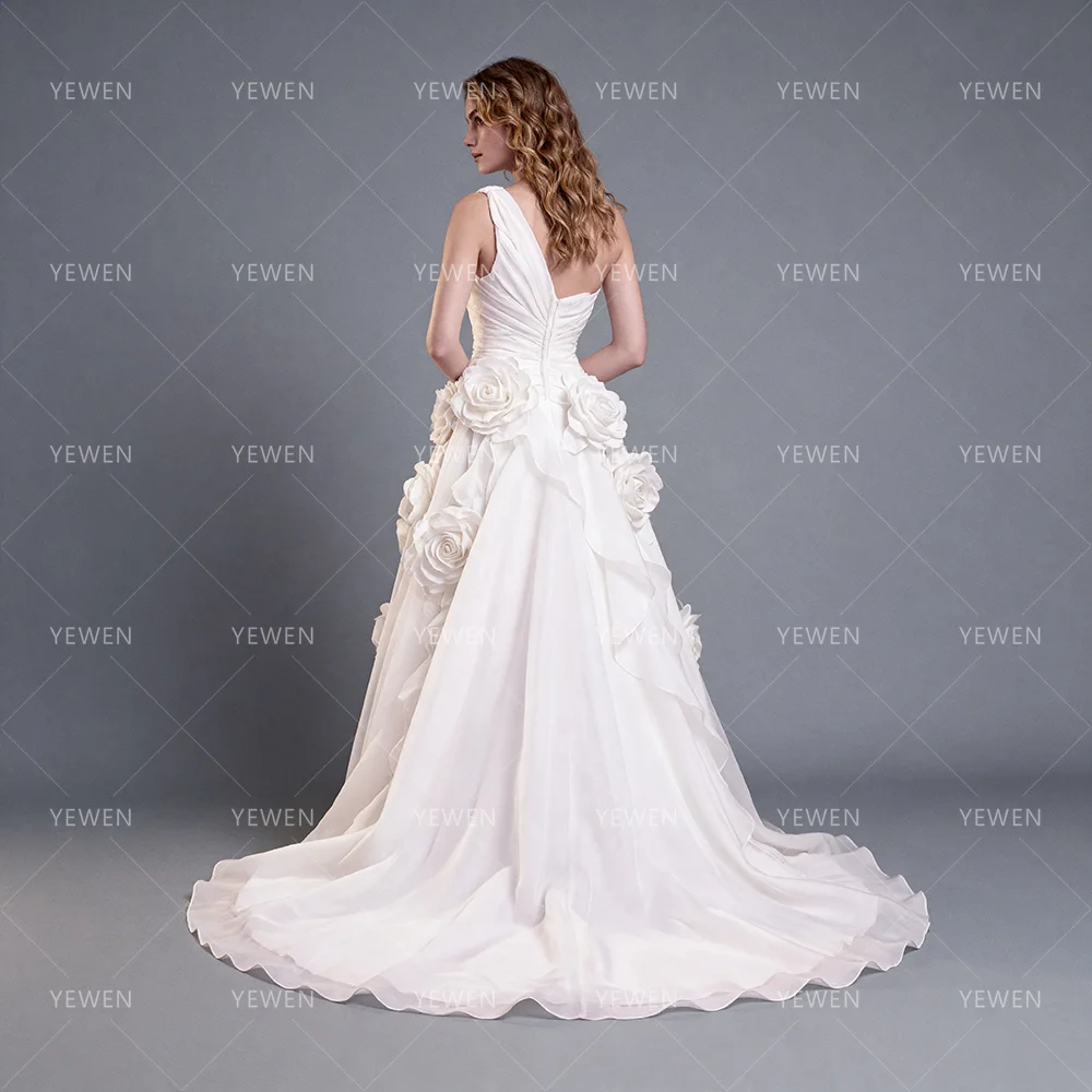 Handmade Floral Flowy Long Dress Elegant Photoshoot Gown Formal Occasion Dress Custom Couture Evening Gown for Photo Shoot