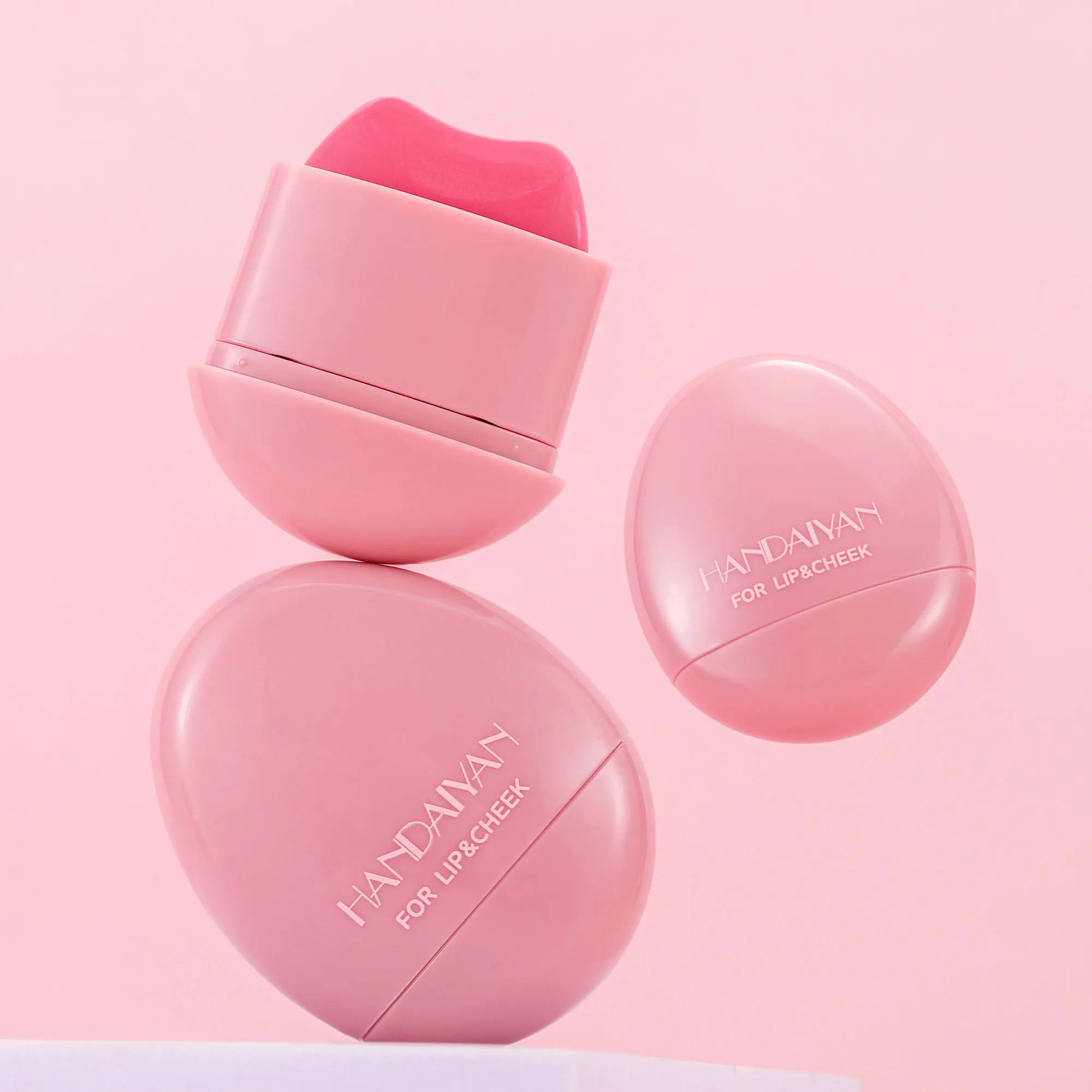 HANDAIYAN Rubor de guijarro rosa mate de 5 colores resistente al agua y al sudor Fácil aplicación de doble uso para labios y mejillas