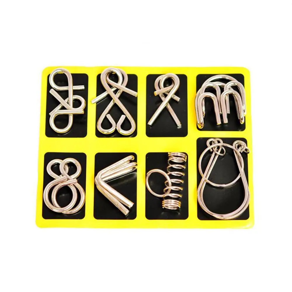 Creative 8PCS/Set Interesting Metal Wire Puzzle IQ Mind Brain Teaser Kids Puzzles Game Toys Intelligence Toys