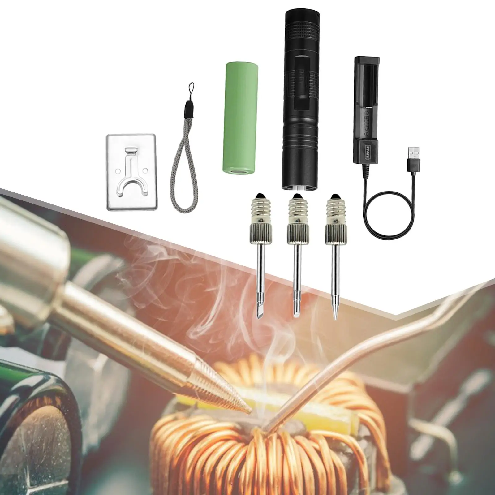 Aluminum Alloy Soldering Iron Set 18650 Battery Powered Adjustable Temperature Welding Tool Wireless Charging Welding Tool