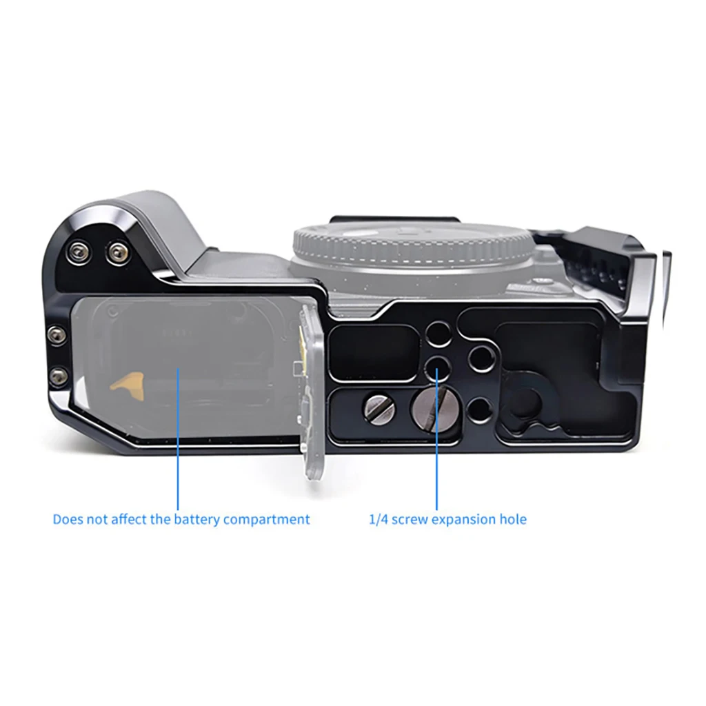 ZR DSLR-Kamerakäfig für Nikon ZR mit 1/4 3/8 Zoll Gewindebohrungen, Cold Shoe Mount, NATO-Schiene, Mikrofon- und Lichthalterung, Kamera-Schutzrahmen – Detail 6