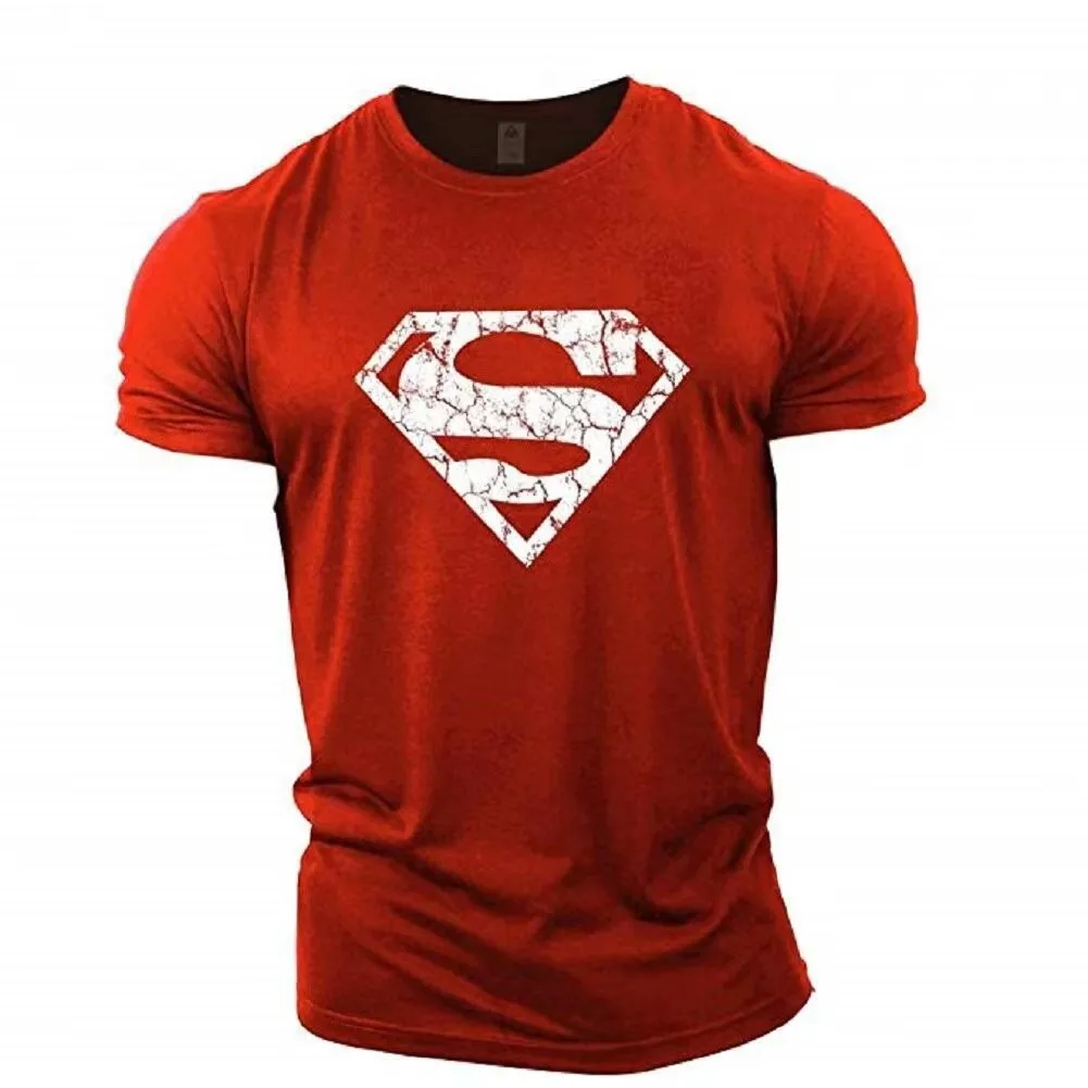 Europa y los Estados Unidos gimnasio Superman hip hop deportes fitness casual verano suelta camiseta para hombres camisa niñas camiseta amantes