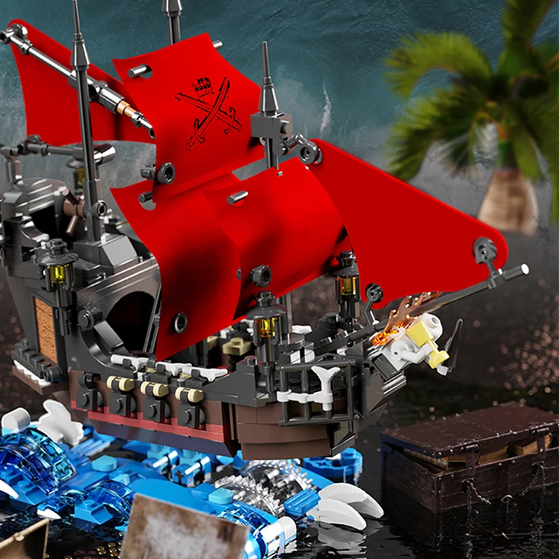 966pcs Annie Pirate Ship Building Blocks Sets Gift Ships Modular Pirate Boat Brick Assembly Model Kit Adults DIY Toys Kid Gift