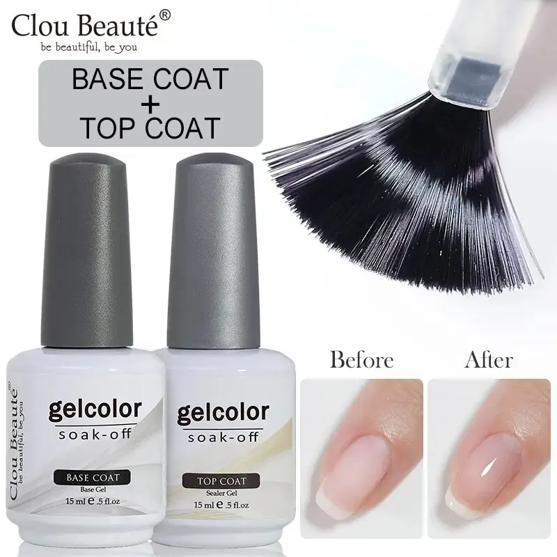 Clou Beaute No Wipe Top Coat Base Coat UV Gel Nail Art Tips Manicure Gel Nail Polish Color Gel Polish