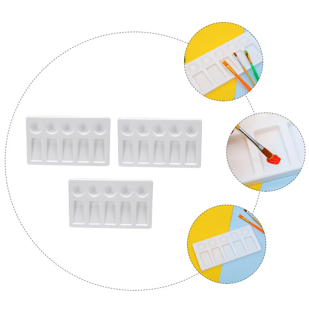 

3 Pcs Plastic Palette Watercolor Mixing Paint Tray Ceramics Painting Pp Painters