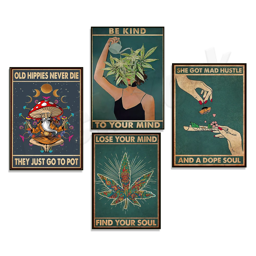 She Got Mad Hustle and A Dope Soul Trippy Hippie Poster, Be Kind To Your Mind Poster, Psychedelic Poster, Gift for Hippie Girls,