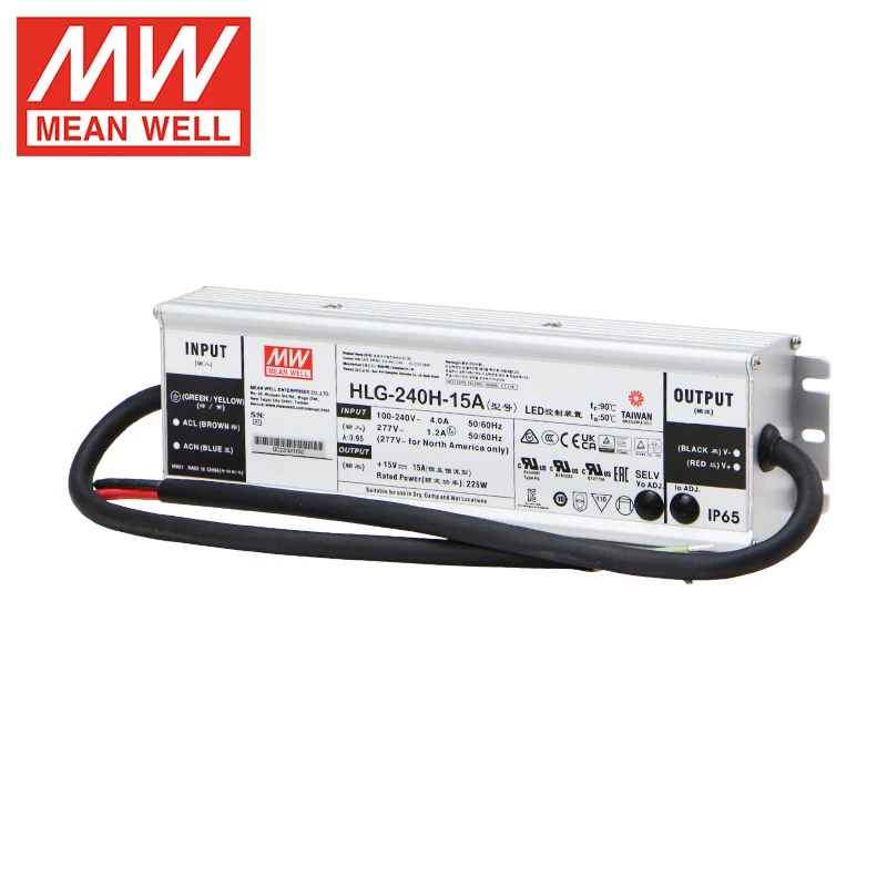 

MeanWell HLG-240H-15A Power Supply 15V Single Output 240W LED Driver 3 in 1 Dimming IP67 Switching Power Supply for LED Lighting