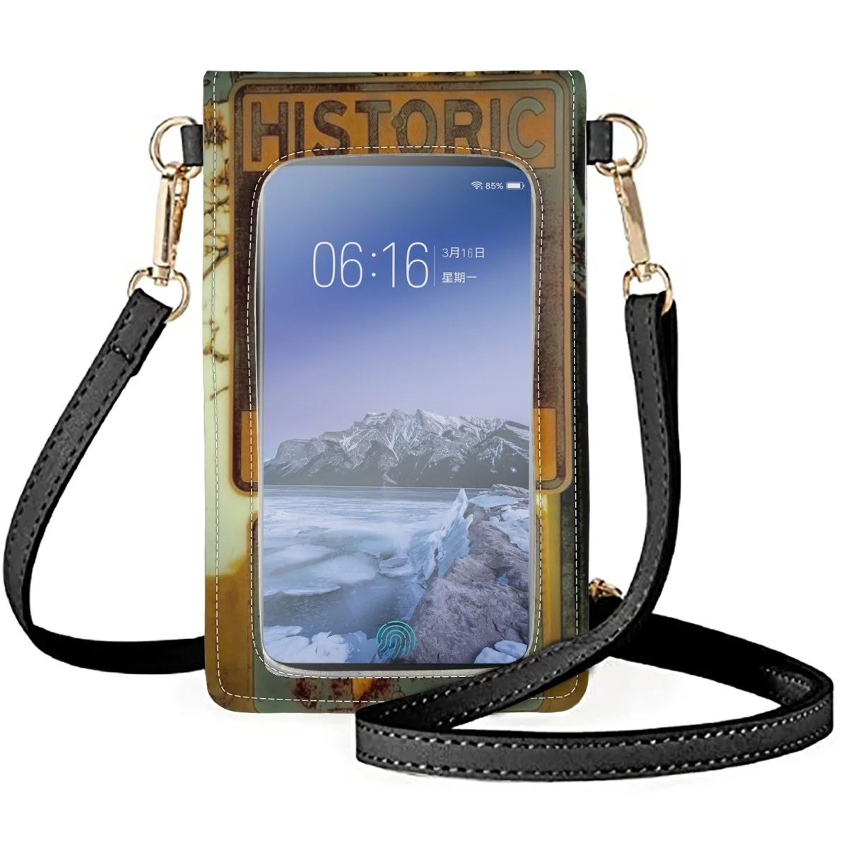 FORUDESIGNS Leather Mobile Phone Bag Long Strap Design Route Mexican Historical Shoulder Satchel Crossbody High Street Flap Mult