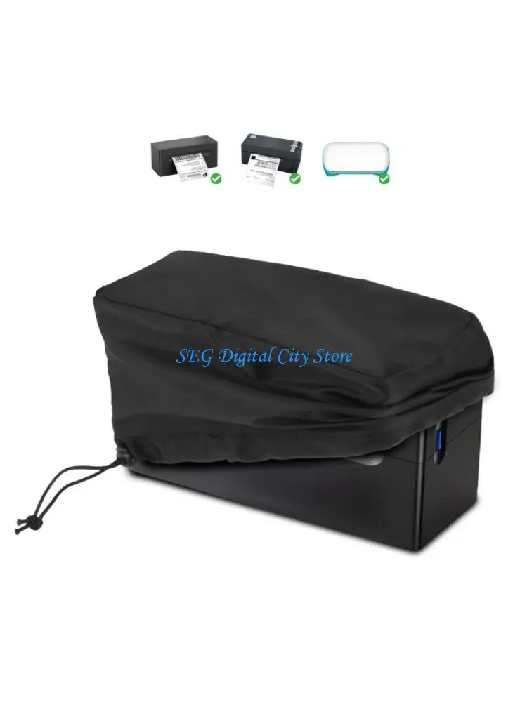 

U75B Black Nylon Dust Cover for Desktop Label Printers Featuring Drawstring for Quick Removal and Protections