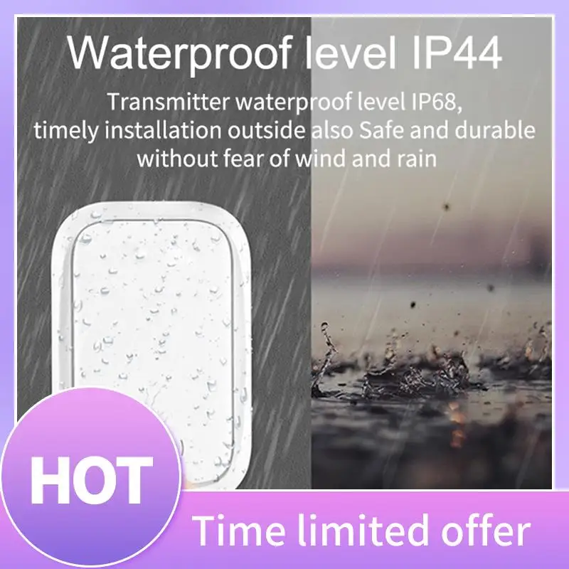 

B68A Home Battery Free Waterproof Doorbell 3 Volume Levels 38 Song Fit For Home/Office/Classroom US Plug