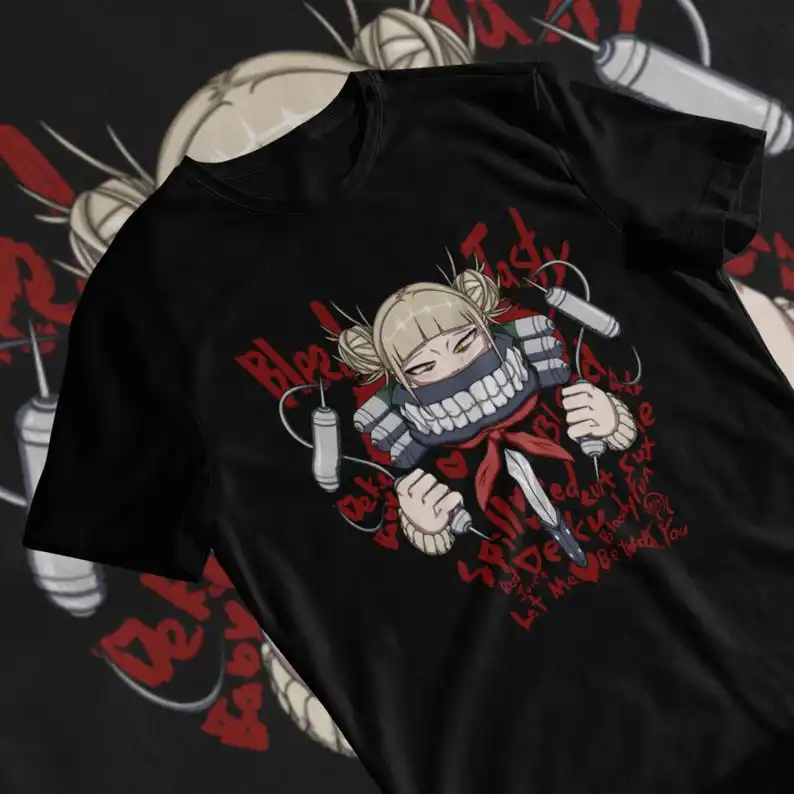 Anime My Hero Academy Toga Himiko Camiseta especial vintage unissex, Mangas Lovers Gra