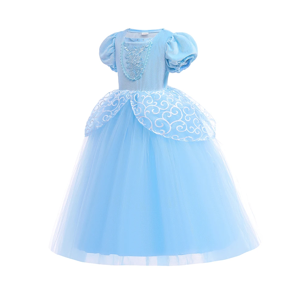 Disney Cinderella Party Dresses For Baby Girls Princess Ball Gown Cosplay Costume Lace Dress Kids Elegant Tutu Dress Clothing