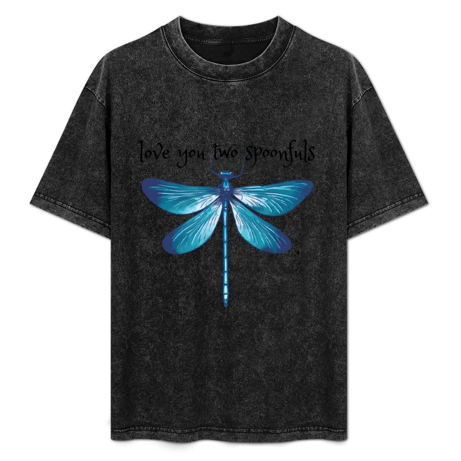 Love You Two Spoonfuls Blue Dragonfly T-Shirt summer tops baggy shirts vintage t shirts men