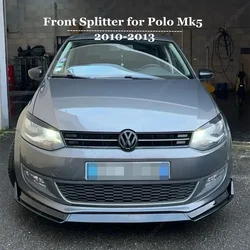 Front Bumper Splitter Lip 3Pcs for VW Polo MK5 6R Standard Pre‑Facelift 2010 2011 2012 2013 Tuning Body Kit Gloss Black UV Coat