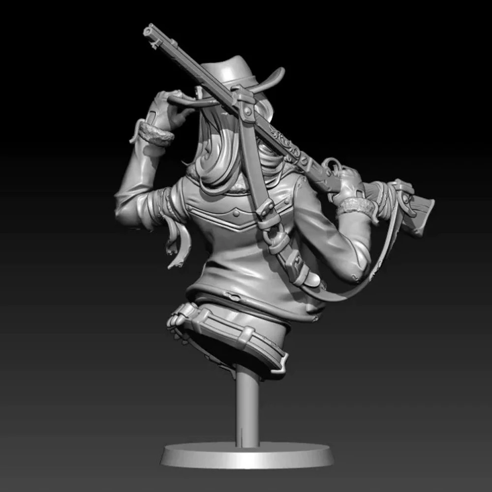 60mm Wilderness Cowboy, Female Gunner, Resin Model figure Bust, GK, Film and television themes, Unassembled and unpainted kit