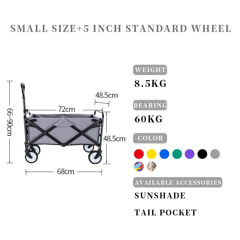 BOBOSKY Foldable Four-Wheel Outdoor Camping Trolley Wagon Stroller Portable Cart Beach OEM
