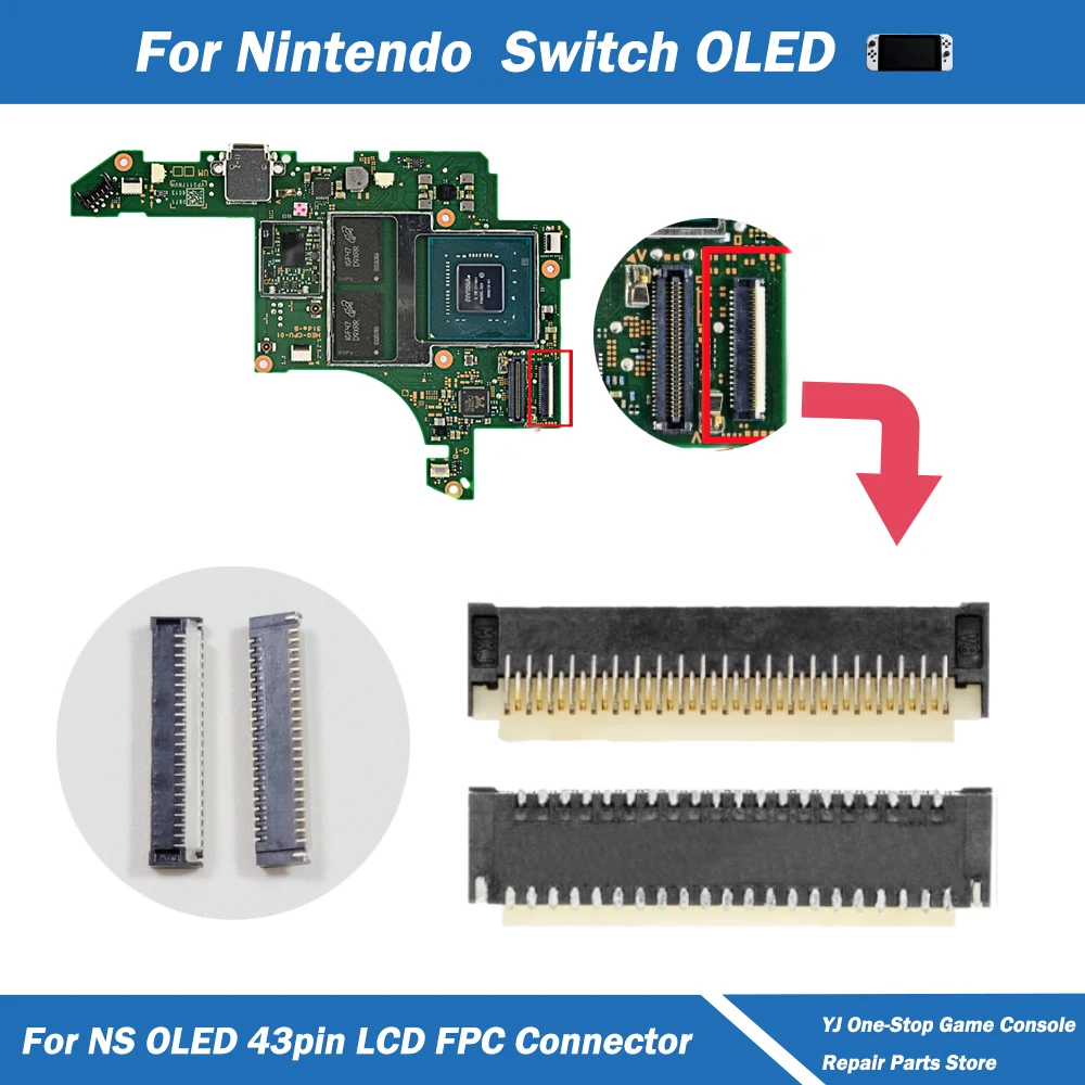 

5/10pcs 43pin LCD FPC Connector Female Socket Motherboard LCD Display Screen Flex Cable Clip Ribbon Connector for Switch OLED
