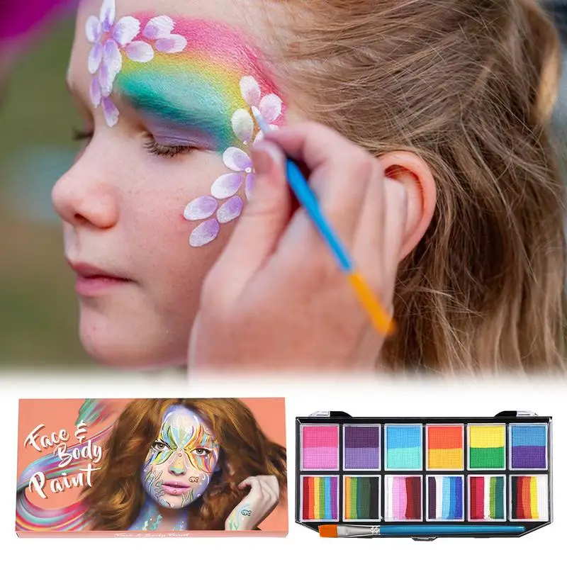 

Face and Body Paint Face Paint Kit Costume Makeup Palette 12 Color water-soluble human body painting palette Cosplay Makeup