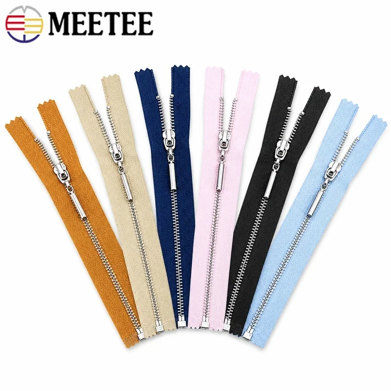 2/5Pcs 15-70cm 3# Metal Zippers Open Close End Closures for Bags Coats Backpacks Garments Decorative Sewing Replacement Kits DIY