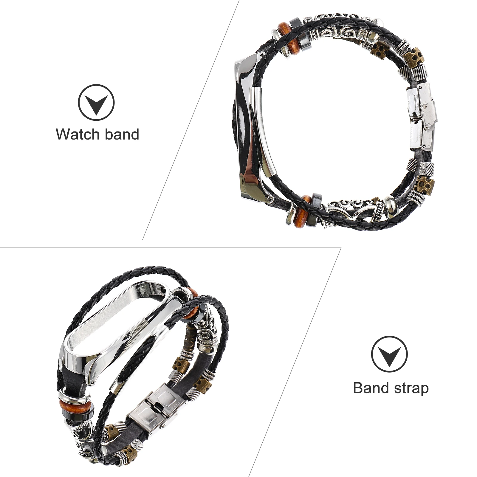 

Mi 5 Wristband Replacement Strap Vintage Ethnic Style Adjustable DIY Metal Buckle Watch Band for Smart Band 5