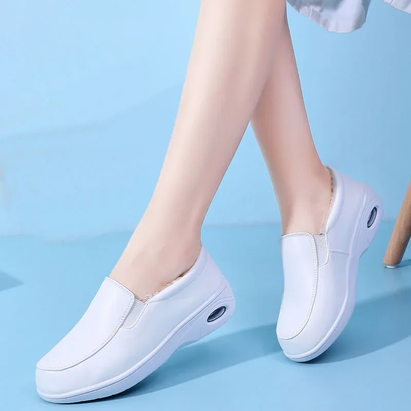 Muffin Walking Elevator Thick Sole Platform Nurse Round Toe Wedge  Creepers White Women Designer Maternity Cheap Shoes China