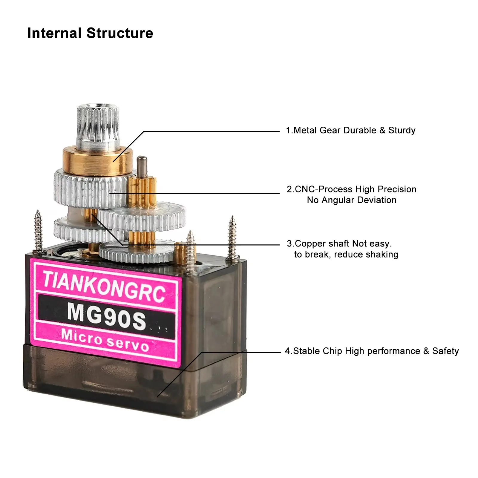 MG90S 9 g Mikroservo 180 °   Vollmetallgetriebe mit Kugellagern für Arduino RC Helicopter/Raspberry Pi