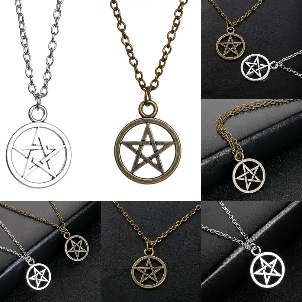 Women Religious Lucifer Vintage Satan Sign Necklace Retro Pentagram Pendant