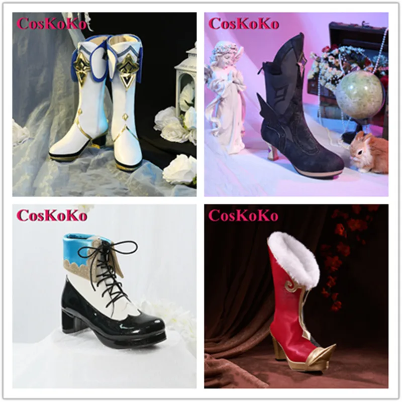 CosKoKo Sucrose/Fischl/Barbara/Yanfei Shoes Cosplay Anime Game Genshin Impact Universal High Boots Shoes Role Play Accessories