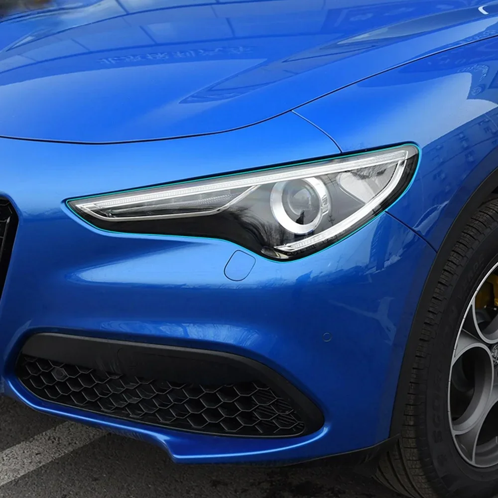 2Pcs Car Headlight Protective Film Headlamp Transparent Black TPU Sticker For Alfa Romeo Giulia 952 Stelvio 949 Accessories