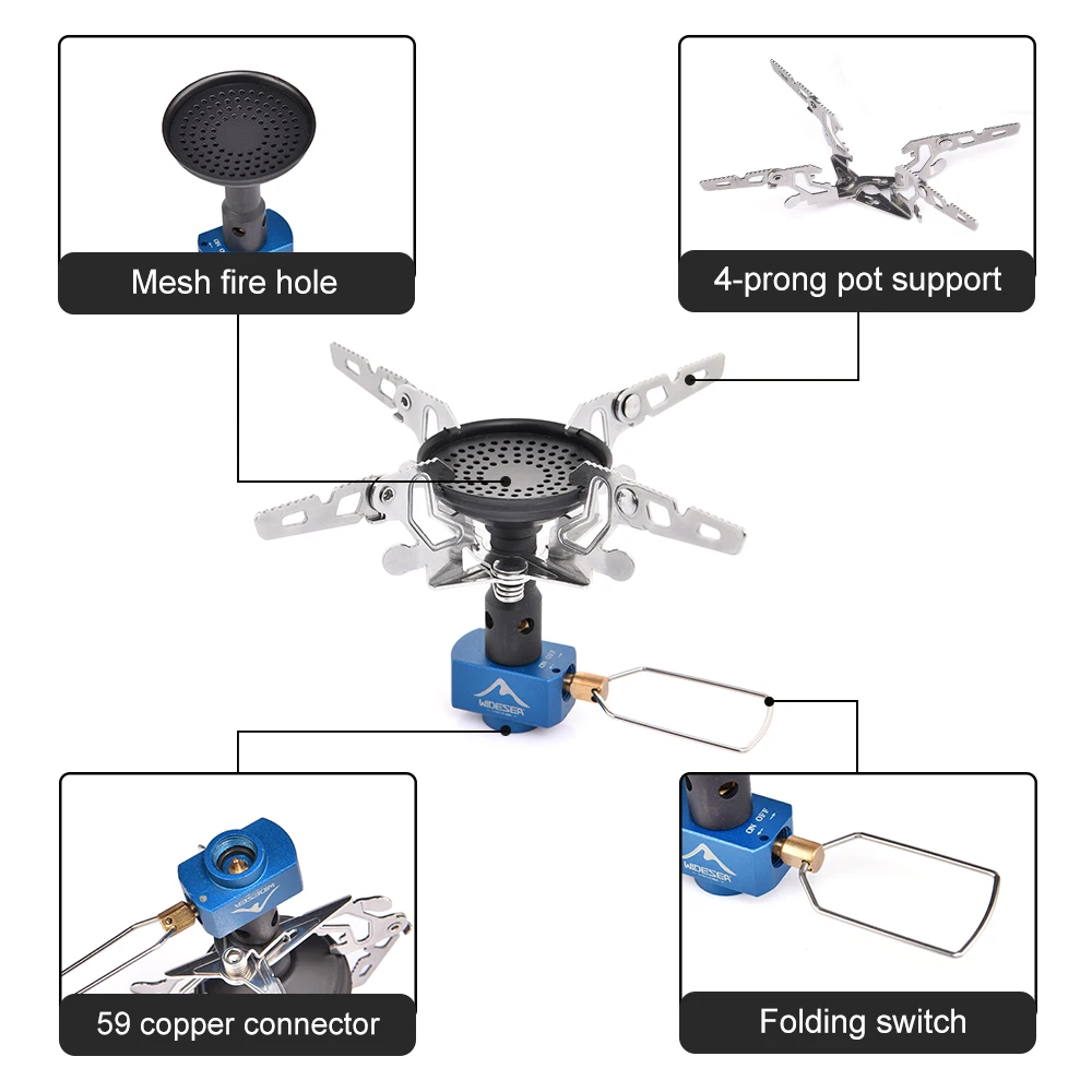 Widesea Camping Gas Burner เตากลางแจ้ง 3300W อุปกรณ์ตั้งแคมป์แบบพกพา Tourist Survival Bushcraft ห้องครัว