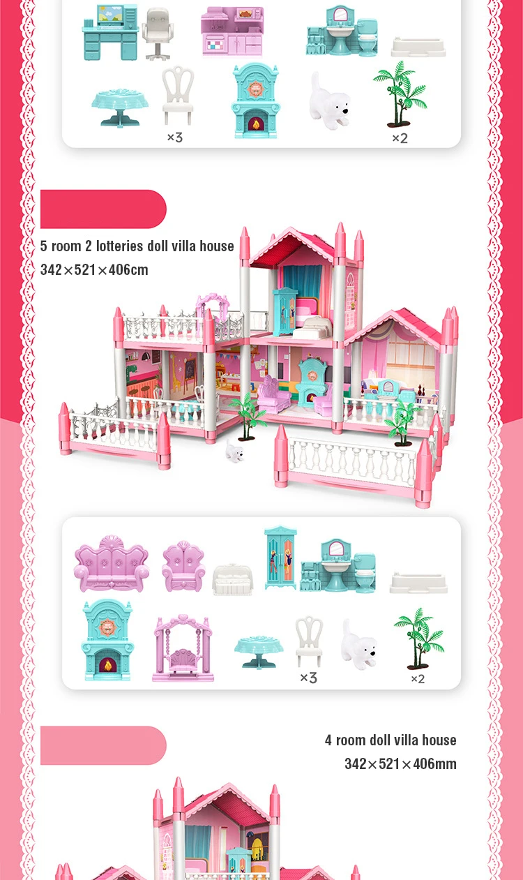Mädchen Puppenhaus Spielzeug Kinder Pretend Spielen Puppenhaus Villa Patchwork Traum Möbel Hause Puppenhaus für Kinder Weihnachten Spielzeug Geschenke – Detail 12