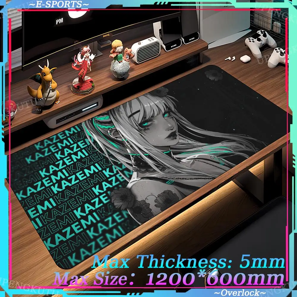 

Game KAZEMI Cute Desktop Accessories Mouse Pad Anime Girl Ergonomic Keyboard Pad Desktop Accessories Oversized 1200X600MM mat