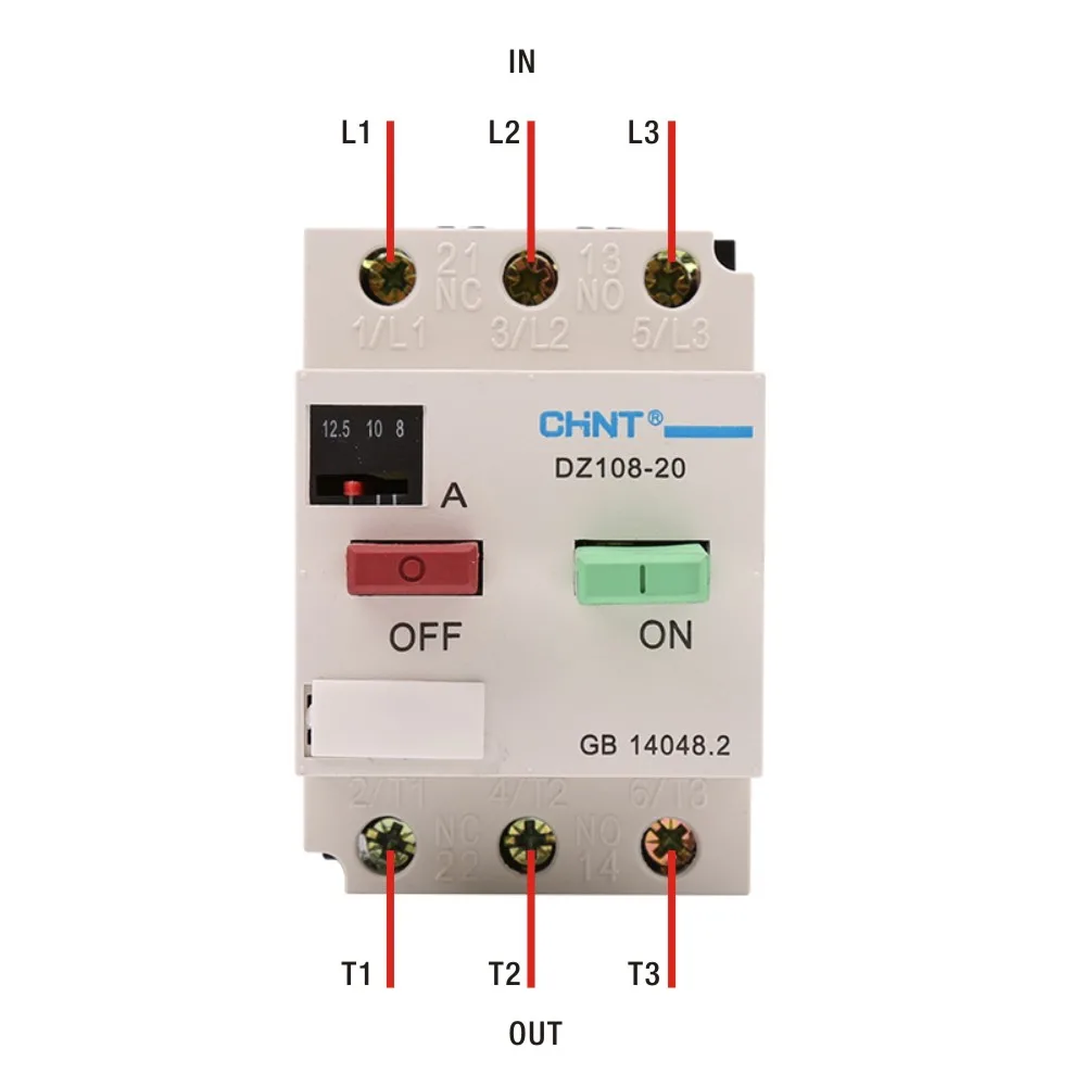 CHINT DZ108 Motor Protector Plastic Shell Motor Short Circuit Breaker Switch Air Open Overload Protection