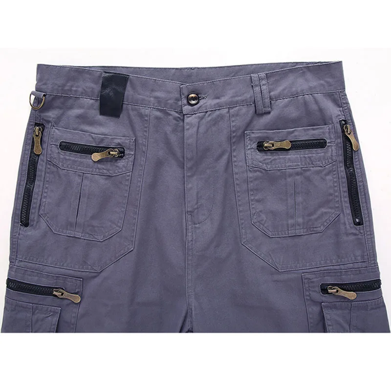 新しいメンズ夏の綿カーゴショーツ男性マルチポケット無地ショーツ男性の屋外通気性綿ショートパンツ MY1040