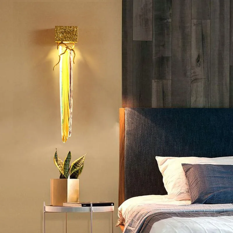 All copper wall lamp, modern simple light luxury living room lamp, luxury creative villa hotel corridor aisle art lamp 2