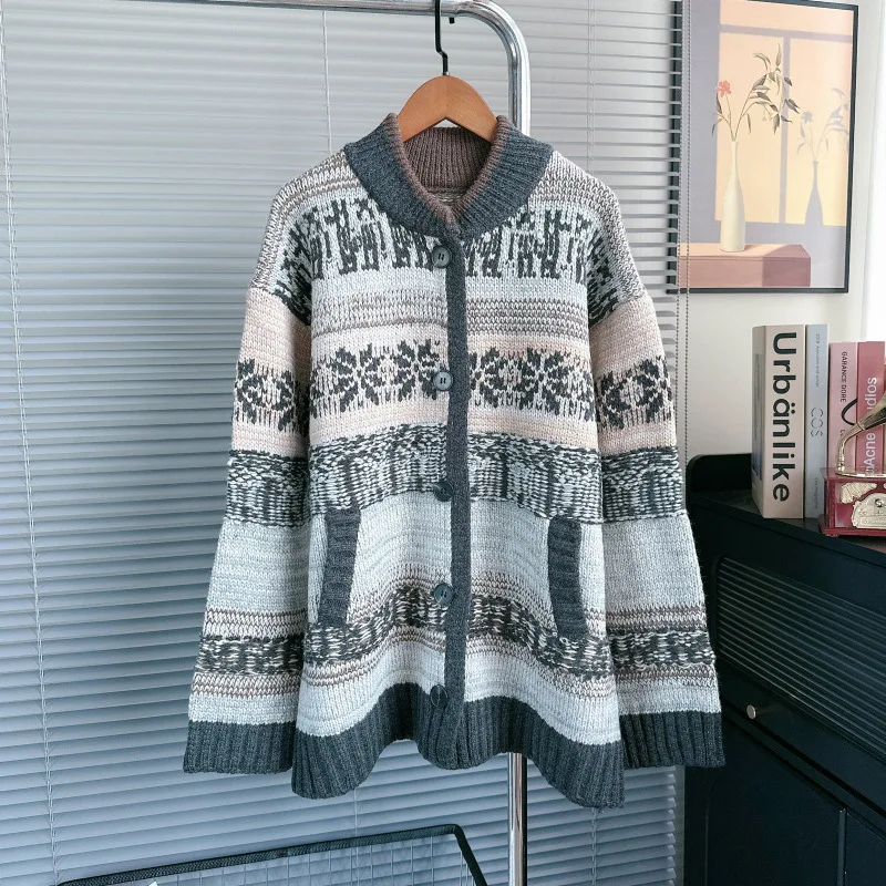 

Women Coats Cardigan Sweaters Casual Loose Full Sleeve Jumpers Y2k Streetwear Elegant Work Knit Open Stith Autumn Winter