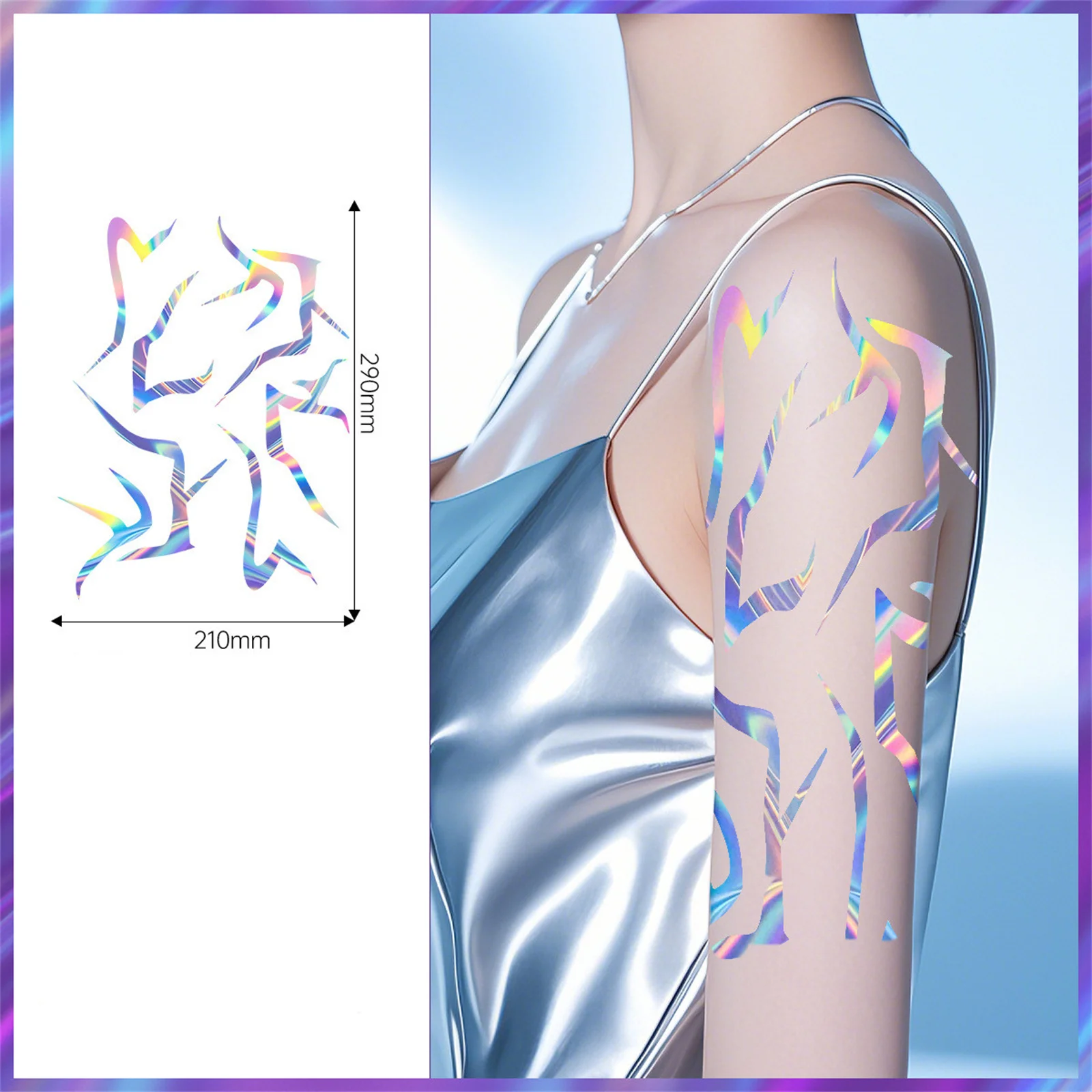 Pegatinas de tatuajes de Cosplay para adultos de Anime, conjunto de pegatinas para el cuerpo con láser púrpura, accesorios de disfraz para maquillaje de fiesta de Halloween