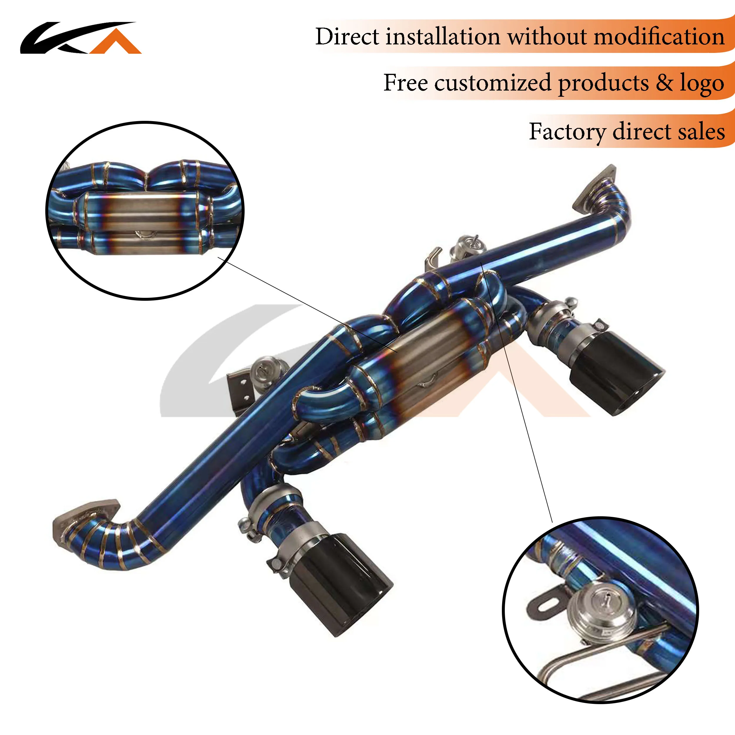 

KA Tuning exhaust system titanium alloy catback for porsche 718 gt4 rs 4.0 rear section performance parts muffler valve
